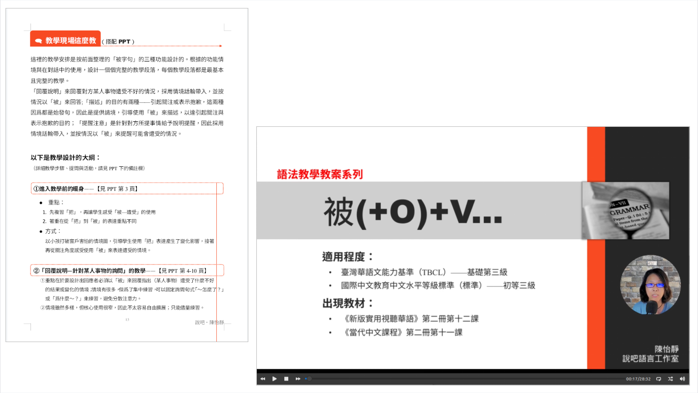 「被(+O)+V...」—教學教案
